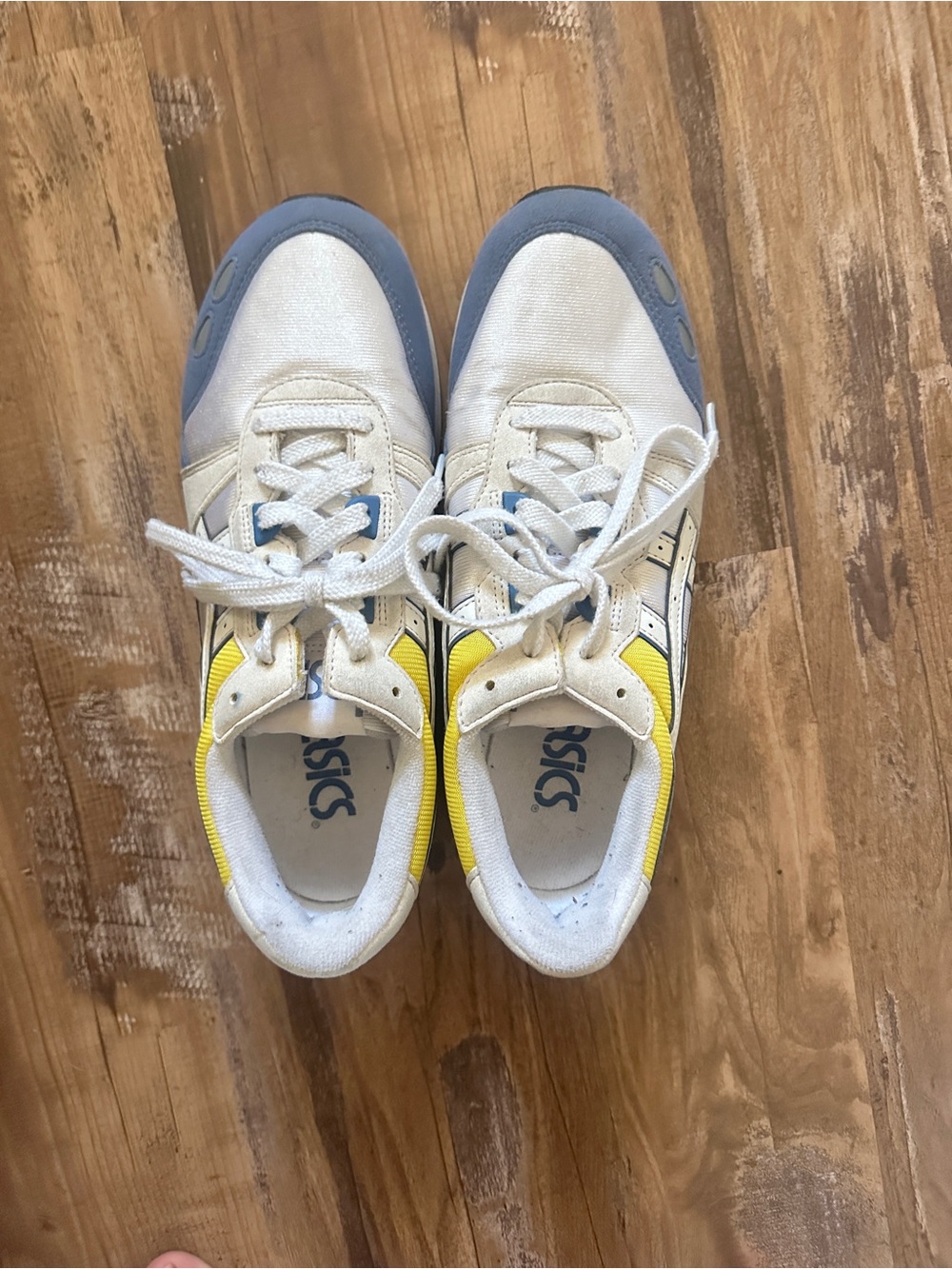 ASICS White Yellow and Blue Lace-Up Sneakers
